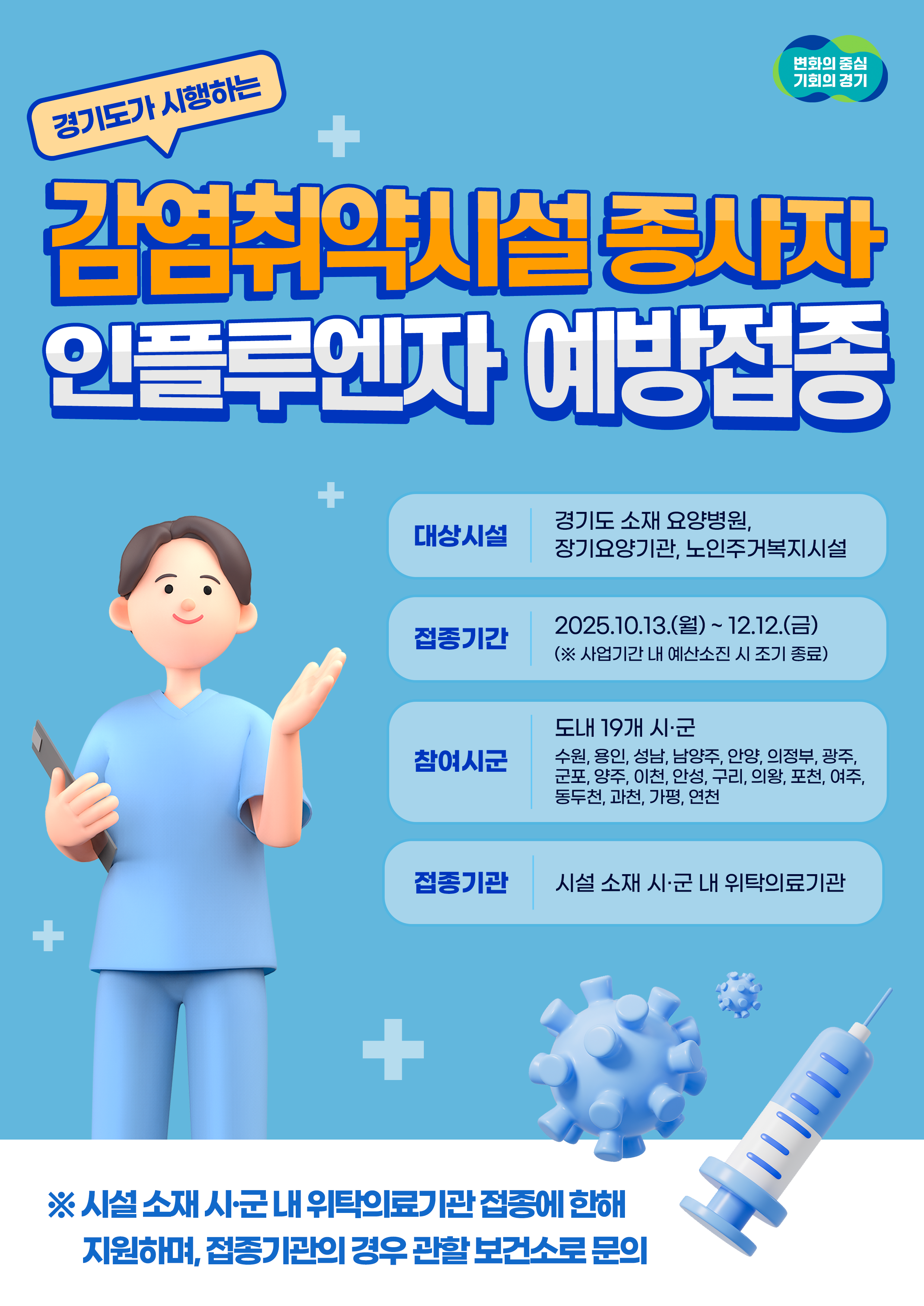 경기도 광주시 독감 코로나 무료 예방접종