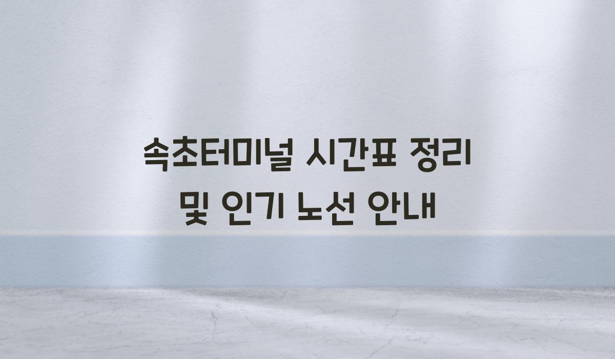 속초터미널 시간표 정리