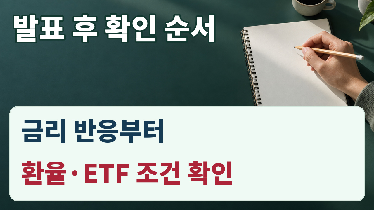 발표 후 금리 반응부터 확인하고 환율과 ETF 주문 조건을 점검하는 순서