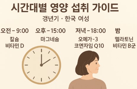 갱년기 한국여성 시간대별 영양 섭취 가이드 사진