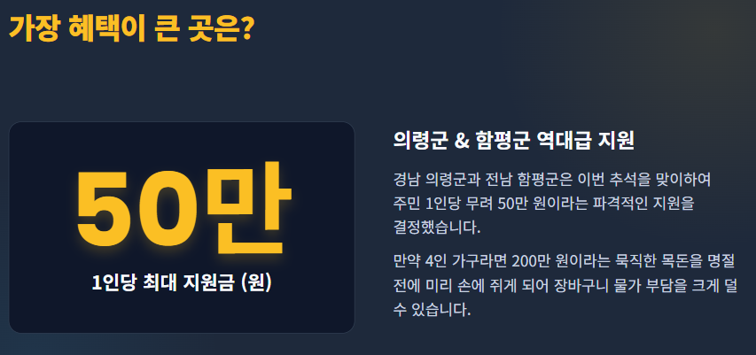추석 민생지원금 지역