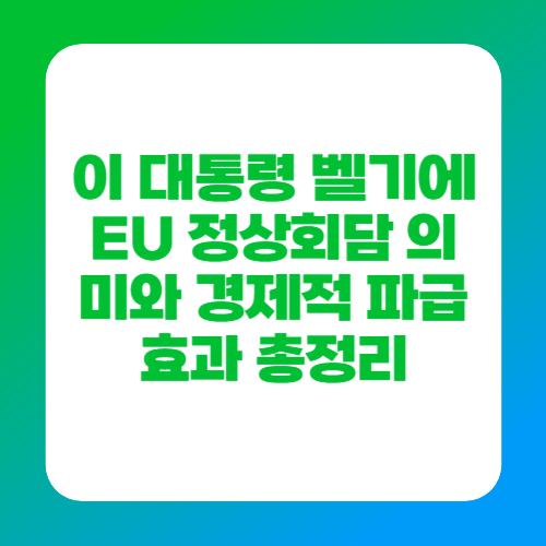 이 대통령 벨기에 EU 정상회담 의미와 경제적 파급효과 총정리