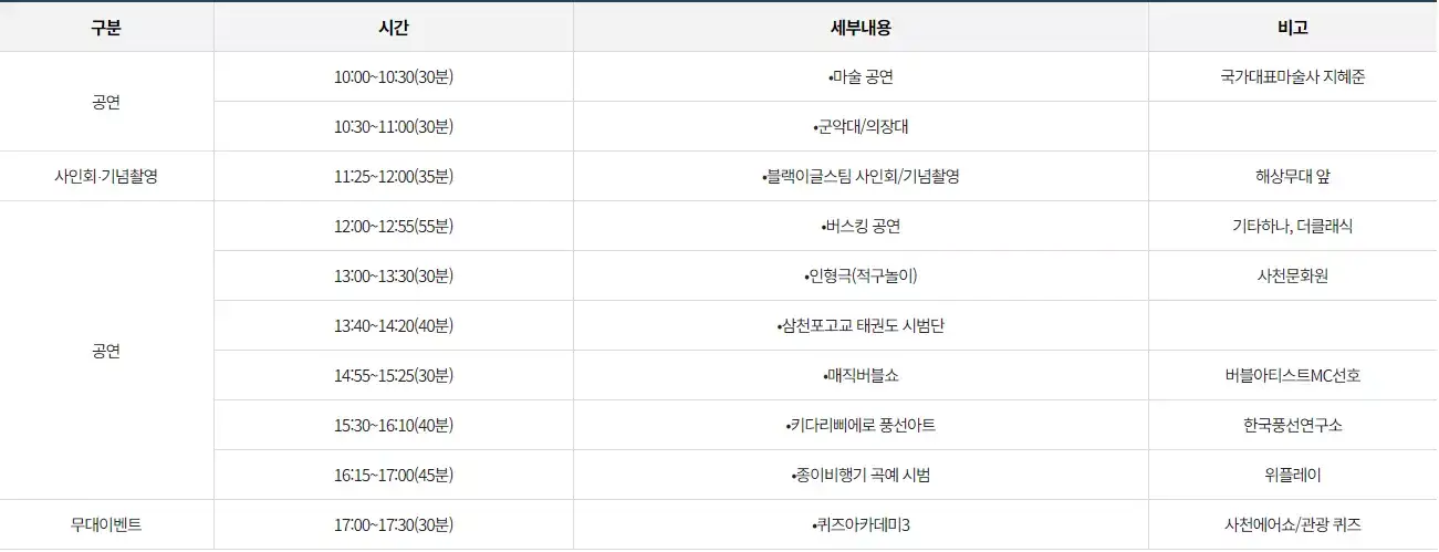 2023 사천 에어쇼 이벤트 프로그램