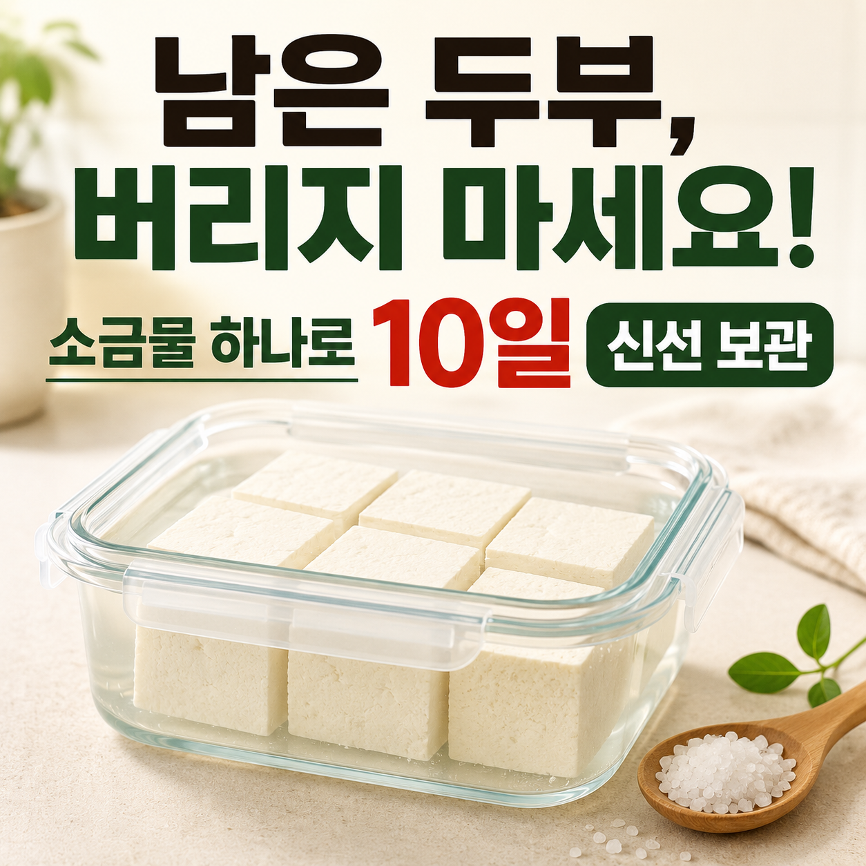 두부 개봉한 뒤 남았다면? 소금물 하나로 10일 신선 보관하는 비결