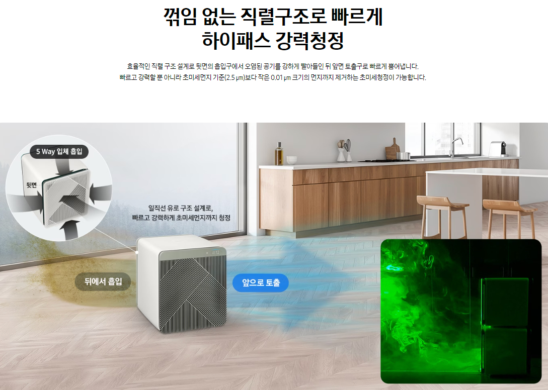 삼성전자 공기청정기 비스포크 큐브 에어 53㎡ 색상 세이지 그린