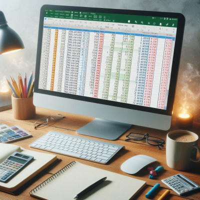 "Excel 스프레드시트의 색상이 강조된 분석 작업"