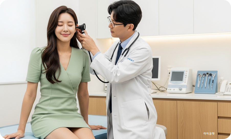 병원 진료를 받는 여성