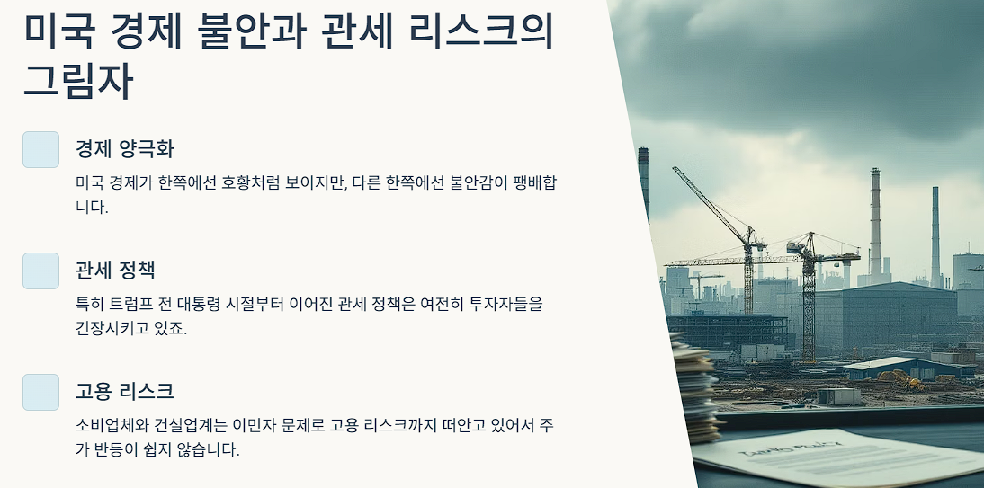 미국 경제 불안과 관세 리스크의 그림자