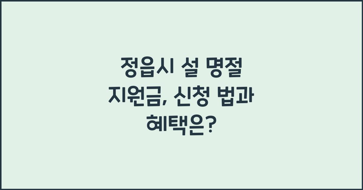 정읍시 설 명절 지원금