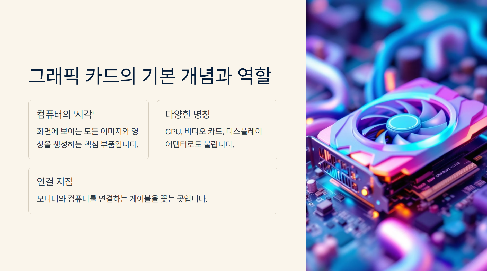 컴퓨터 PC 부품 중 '그래픽 카드'란 무엇인가요?