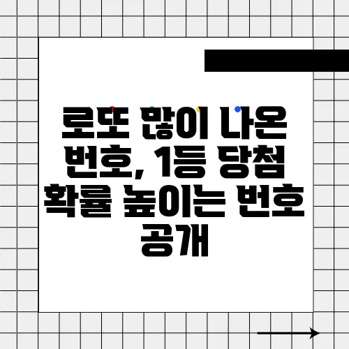 로또 많이 나온 번호, 1등 당첨 확률 높이는 번호 공개