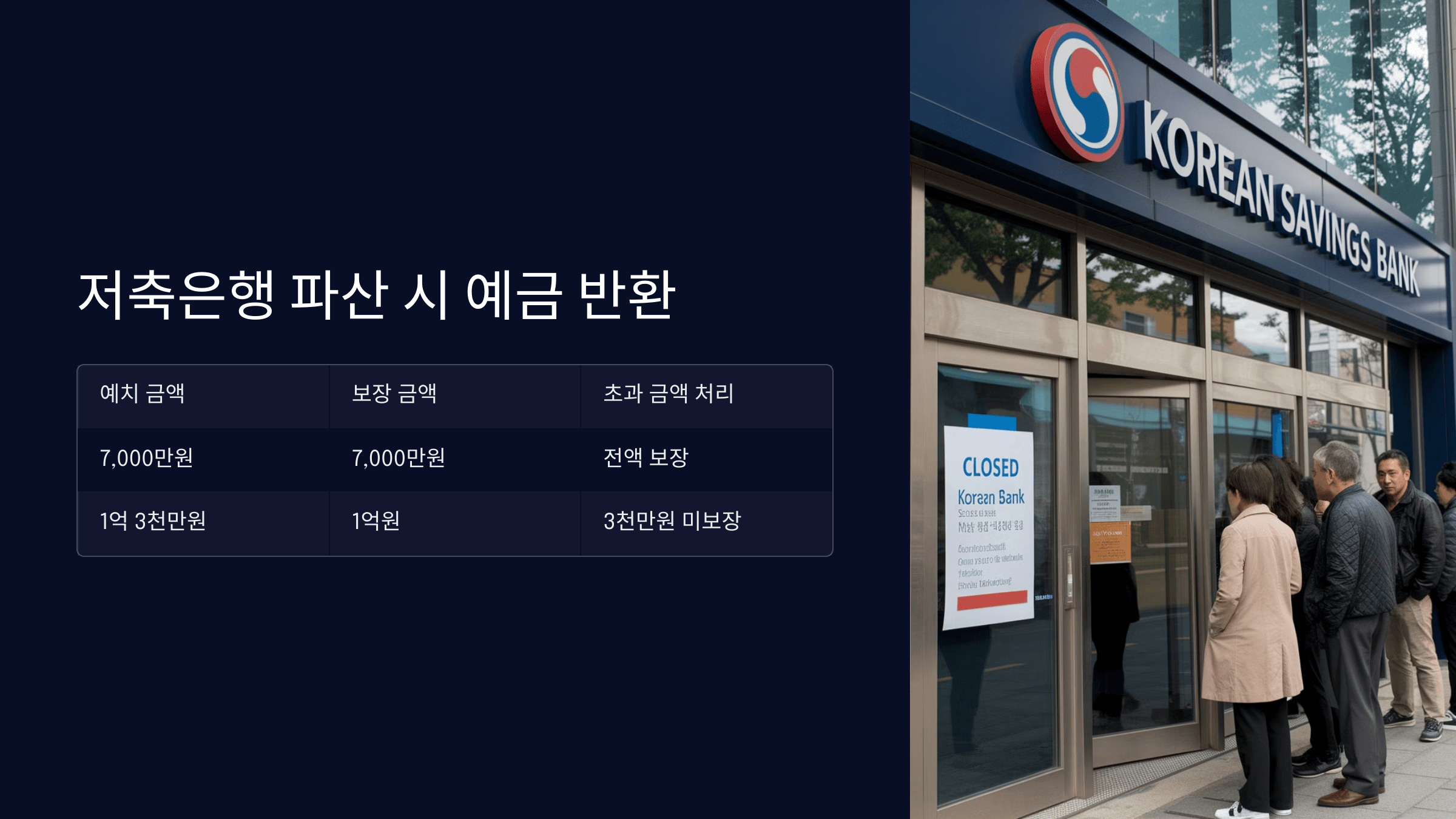 은행 파산 시 예금 반환