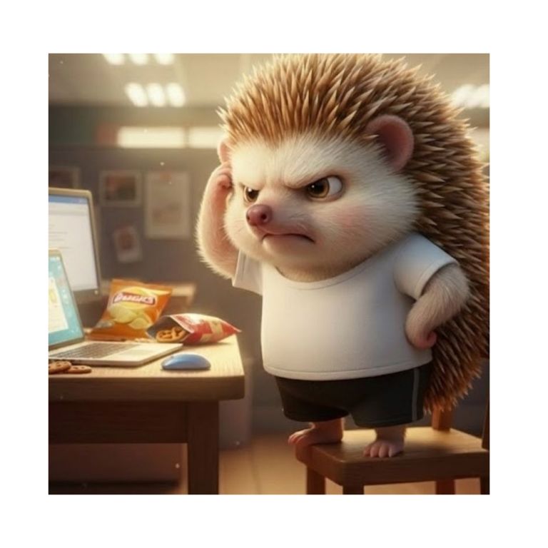 의자로 인해 허리 통증 때문에 아파하는 도치씨