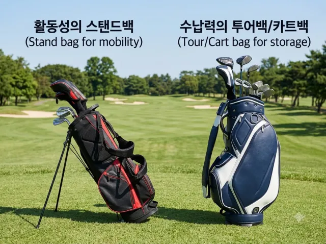 캐디백 스탠드백 vs 투어백 비교 이미지