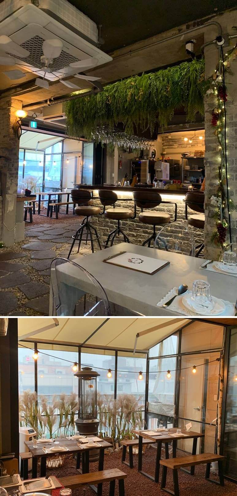 내부의 바형식 자리와 다양한 분위기 공간