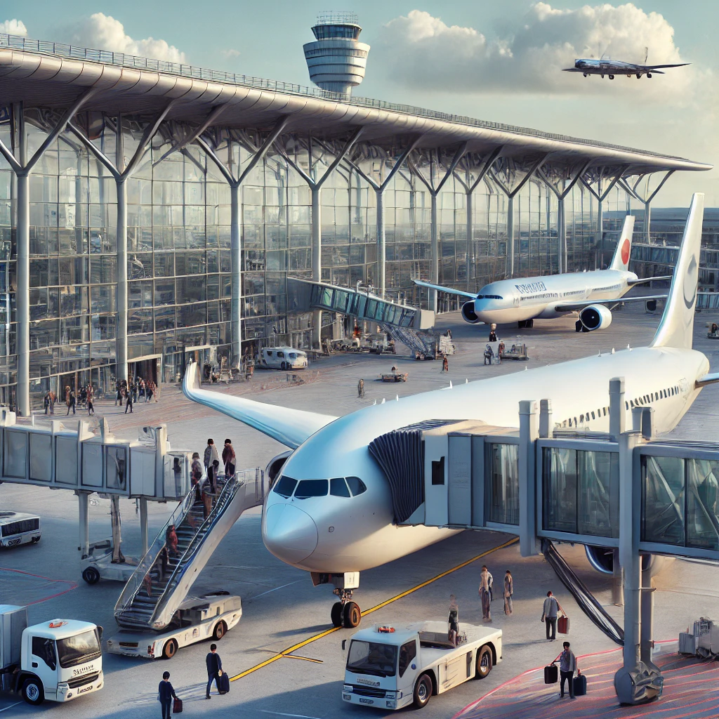 인천공항에 비행기에 탑승하고 있는 사진