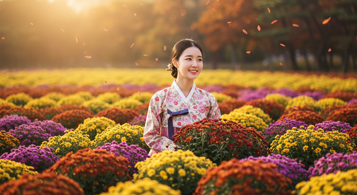고양가을꽃축제 즐기는 아름다운 여성 이미지
