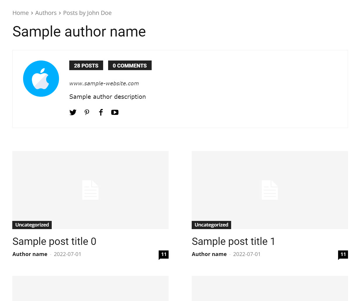 워드프레스 뉴스페이퍼 테마 클라우드 템플릿 사이트맵 색인 문제 - 샘플 글쓴이 템플릿