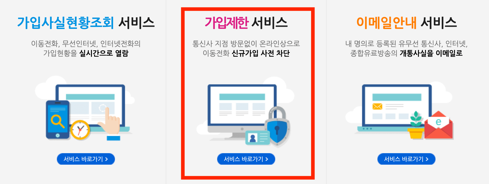 엠세이퍼 가입제한 서비스 화면