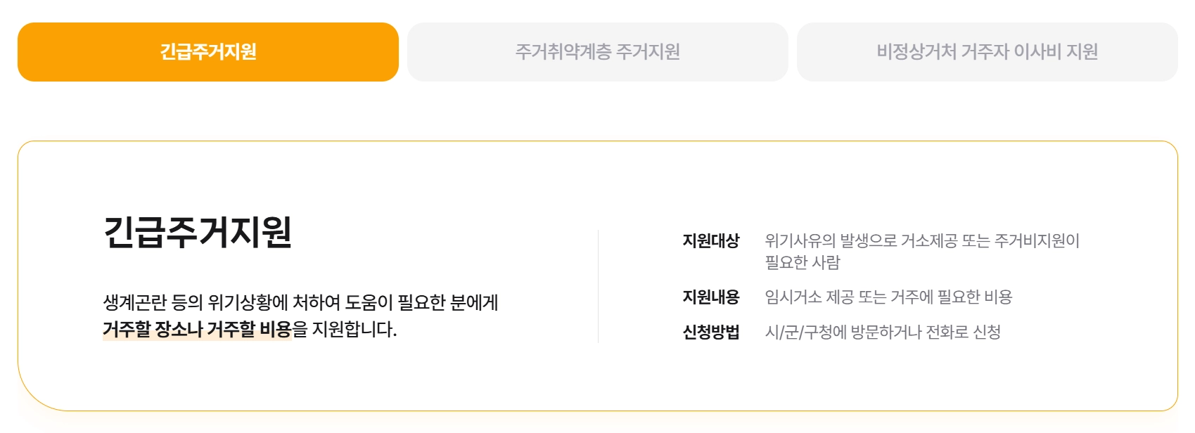 긴급복지주거지원신청방법