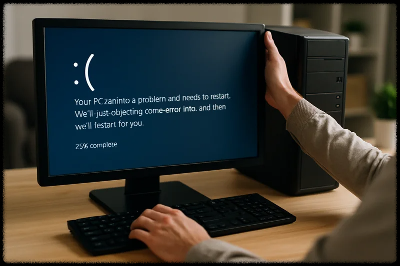 컴퓨터 재부팅 문제를 진단 중인 사용자