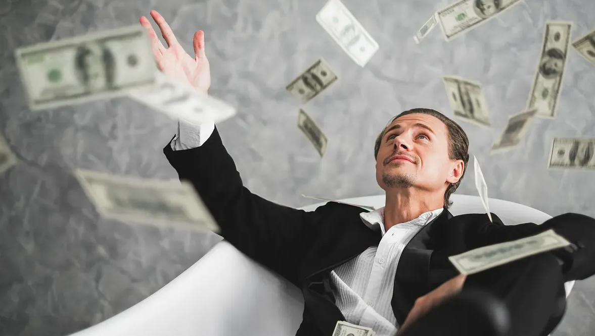 주식 부자가 돈 뿌리는 사진