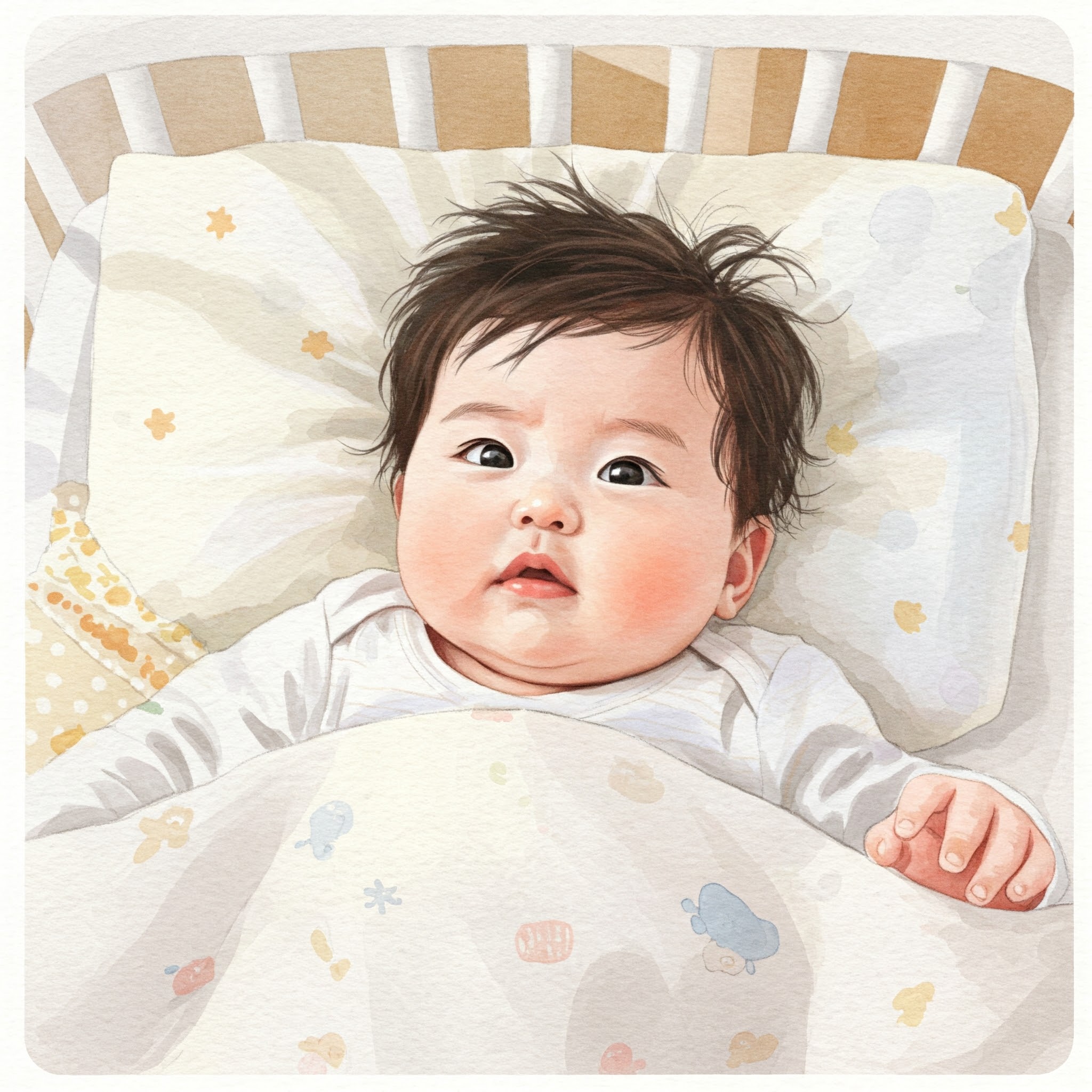 침대에서 잠 못드는 아이