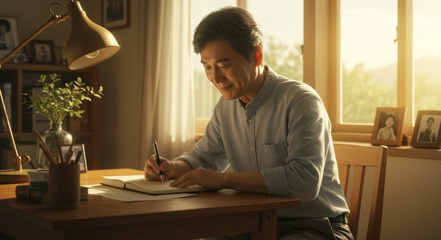 일기를 꾸준히 쓰는 남성