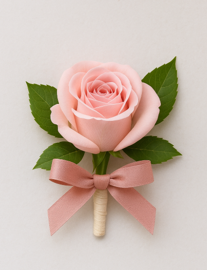 연핑크색 장미로 만든 코사지 사진
