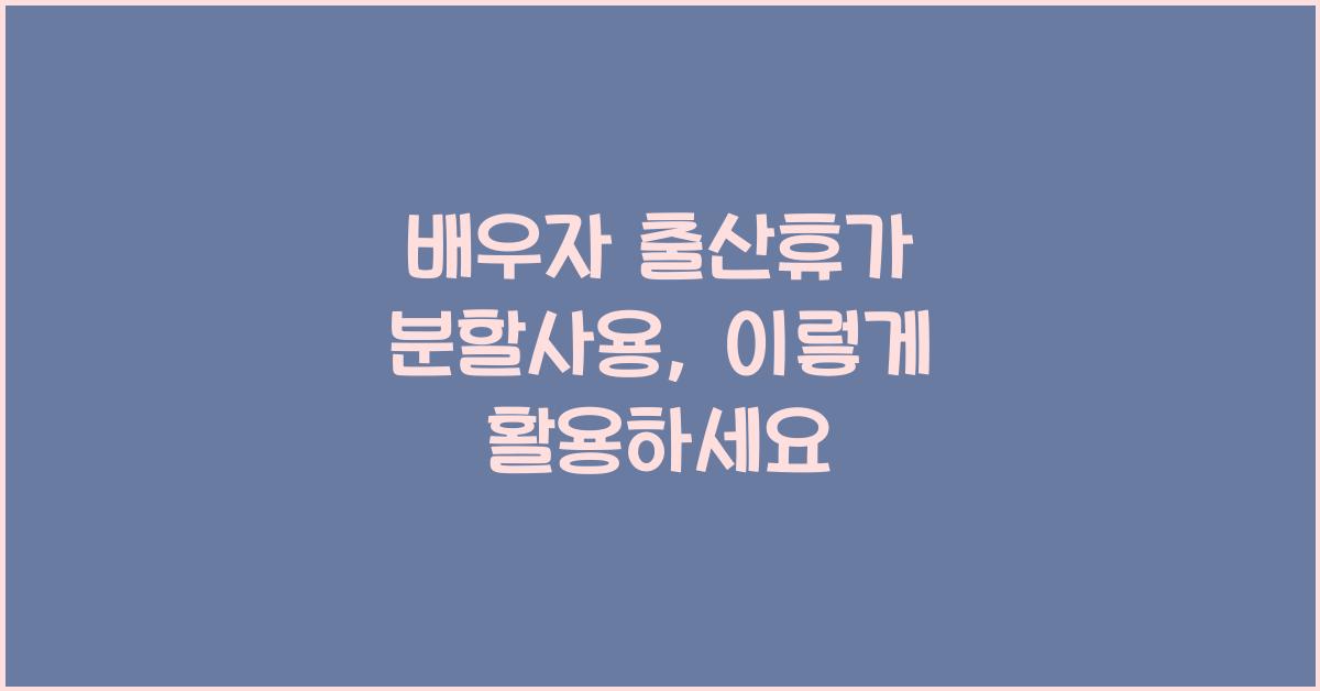 배우자 출산휴가 분할사용