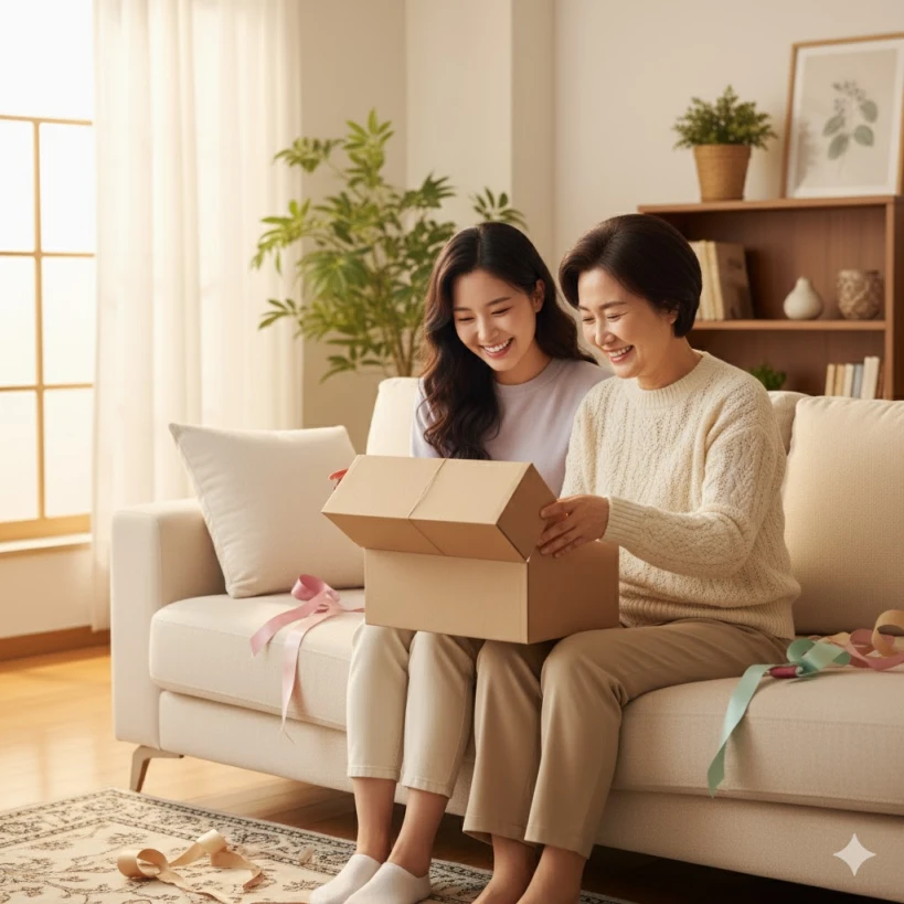 60대 엄마 선물 감동 모녀 선물 주는 순간