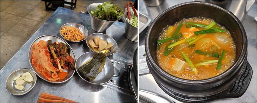 기본 밑반찬 및 찌개