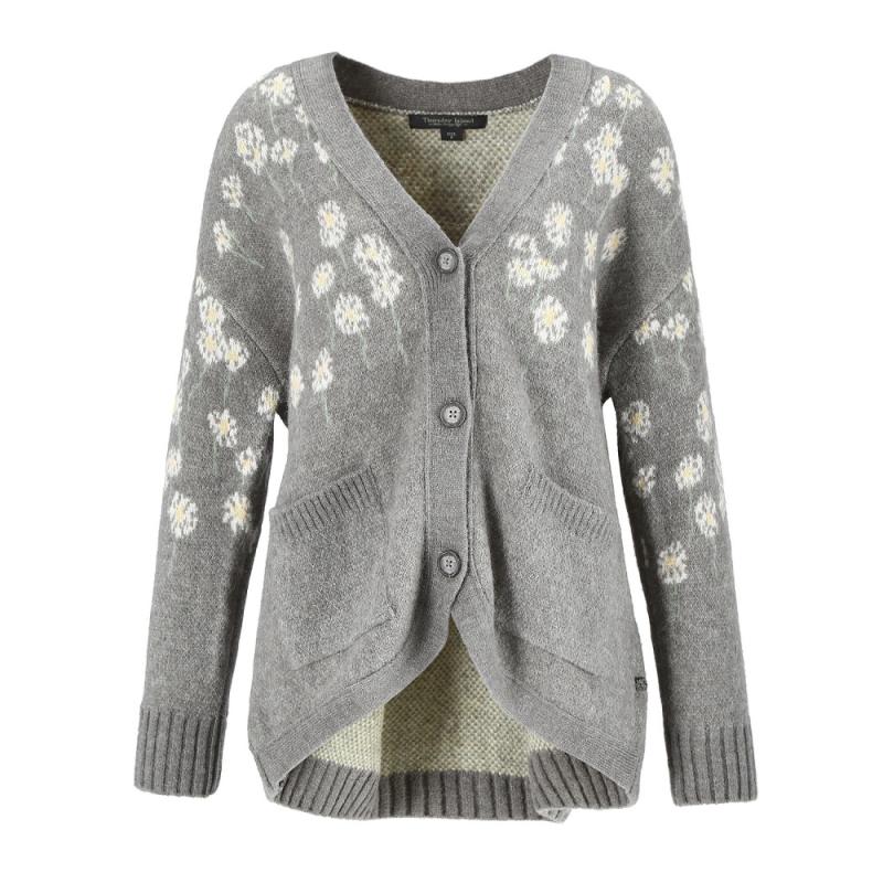 써스데이아일랜드 여성플라워 자카드 하프 가디건 T226MCD133W