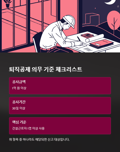 퇴직공제 의무 기준 체크 리스트