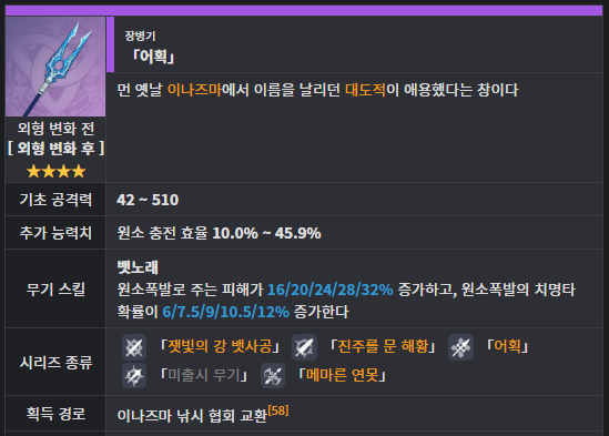 어획 무기 설명