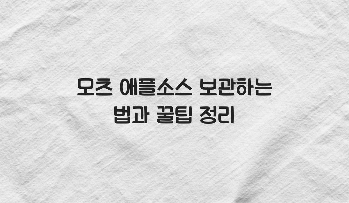 모츠 애플소스 보관