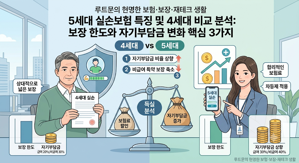 5세대 실손보험 특징 및 4세대 비교 분석: 보장 한도와 자기부담금 변화 핵심 3가지