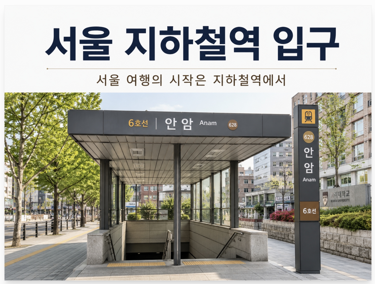 Seoul subway platform and station sign in Seoul Korea