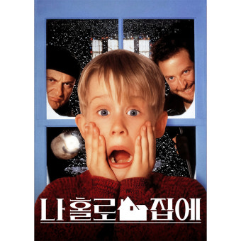 영화 나홀로집에 포스터. 주인공이 전면에 조연이 뒷면에 배치되어있다.