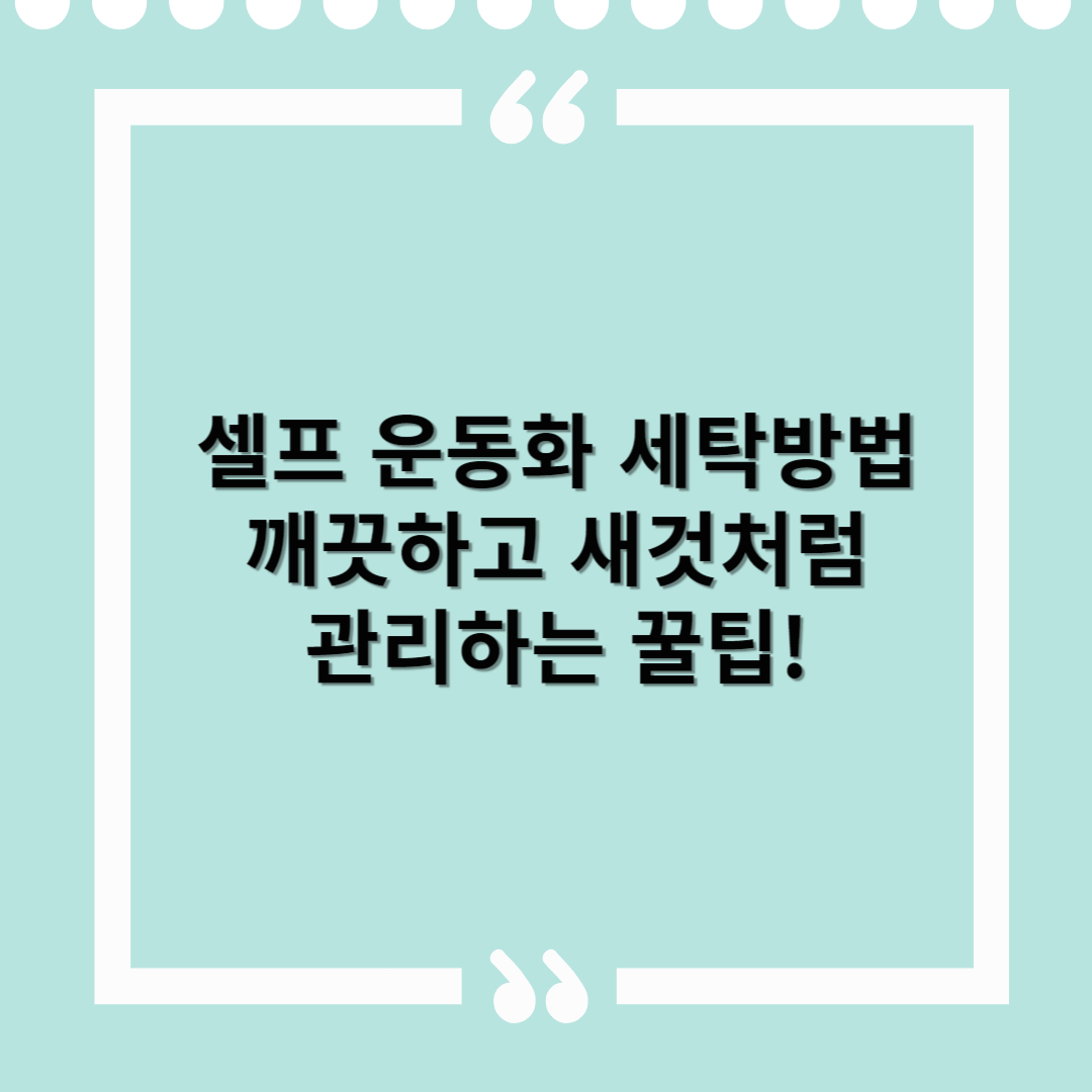 셀프 운동화 세탁방법 – 깨끗하고 새것처럼 관리하는 꿀팁!