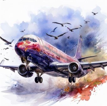 조류떼에-의해-비행기가-엔진에-불이붙어-추락하는-장면