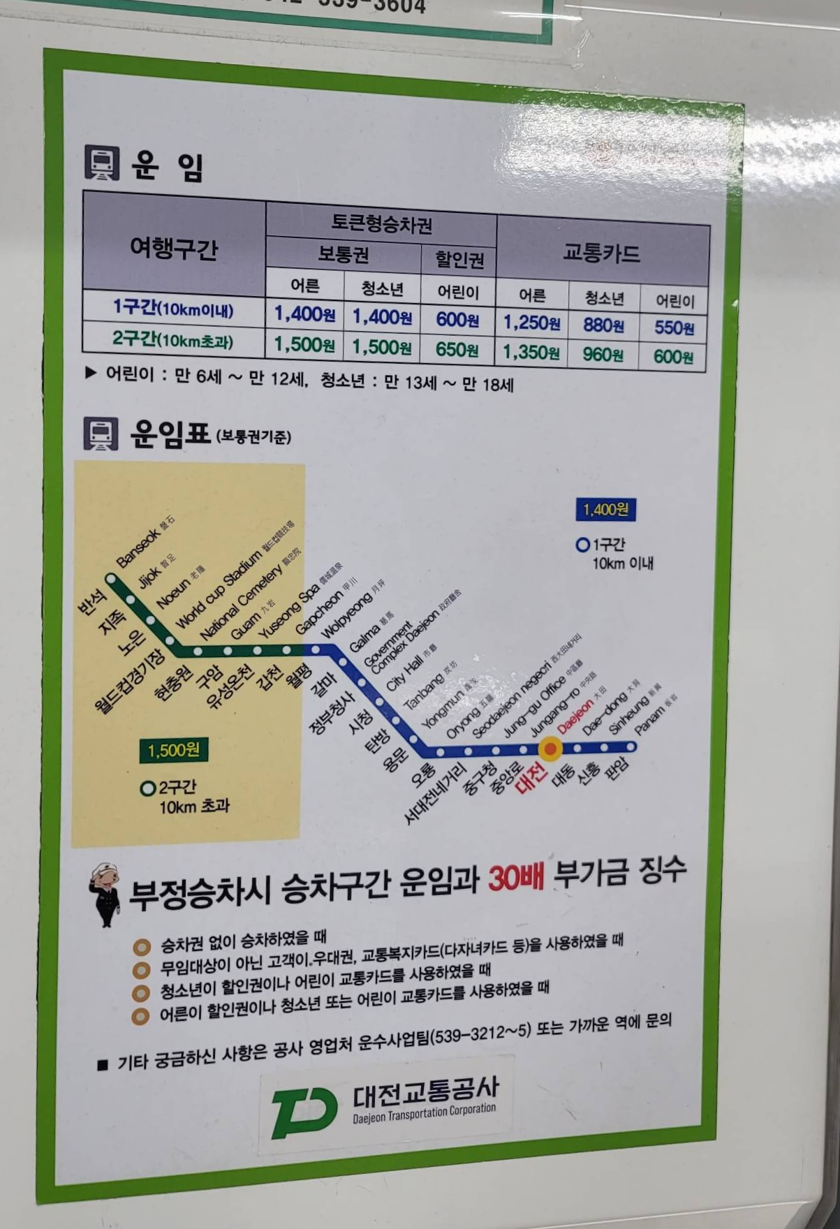대전역 지하철 시간표4