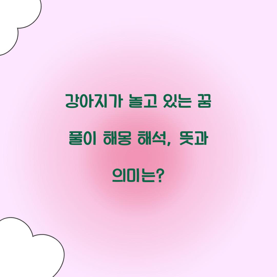 강아지가 놀고 있는 꿈 풀이 해몽 해석
