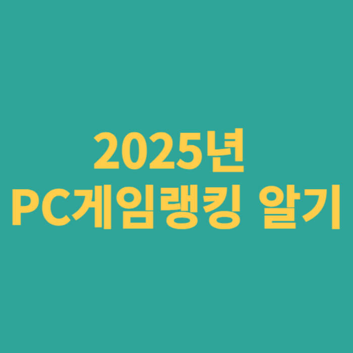 2025년 PC게임랭킹 알기