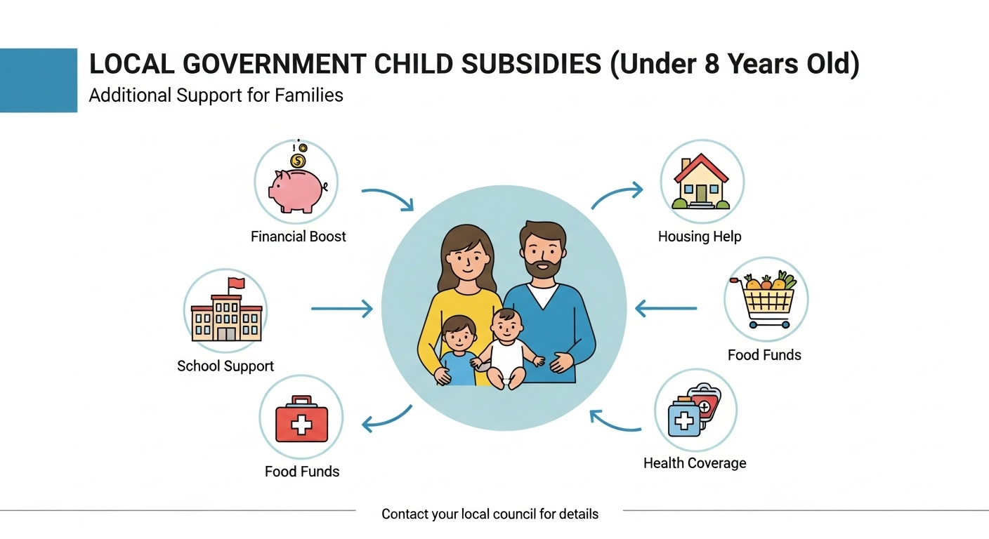 만 8세미만 아동을 위한 지자체 추가지원금 정보그래픽