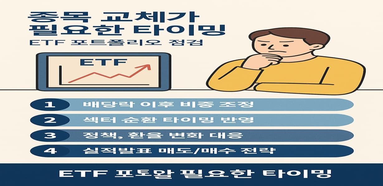 ETF 종목 교체가 필요한 시점을 요약한 인포그래픽 이미지