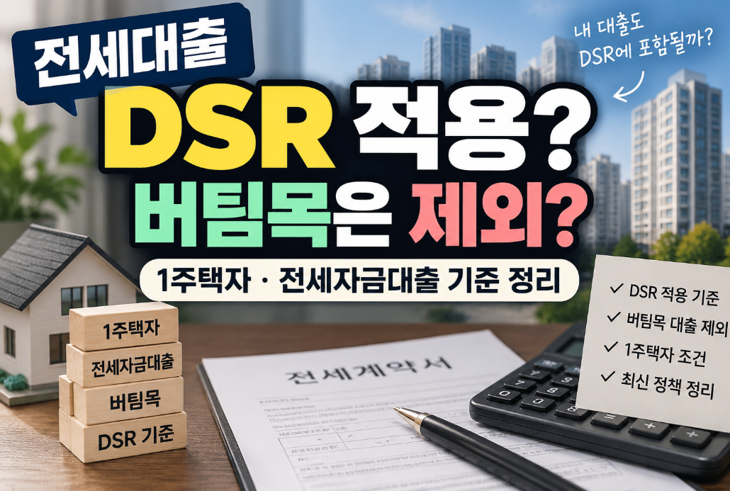 전세대출 DSR 적용|버팀목은 제외? 1주택자·전세자금대출 기준 정리