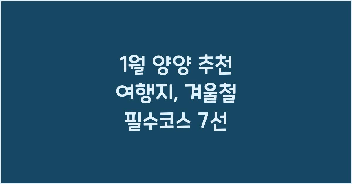 1월 양양 추천 여행지