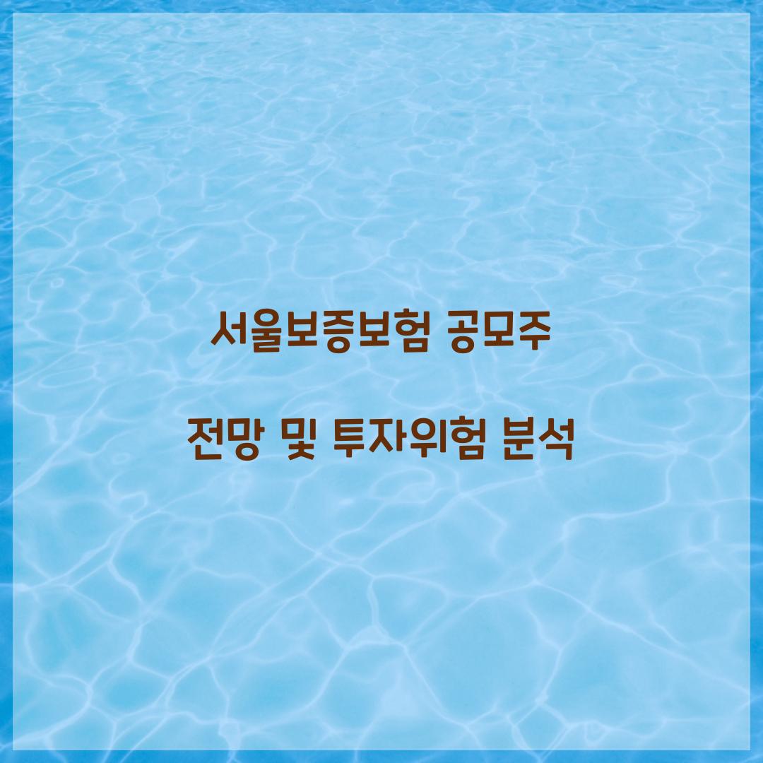 서울보증보험 공모주 전망
