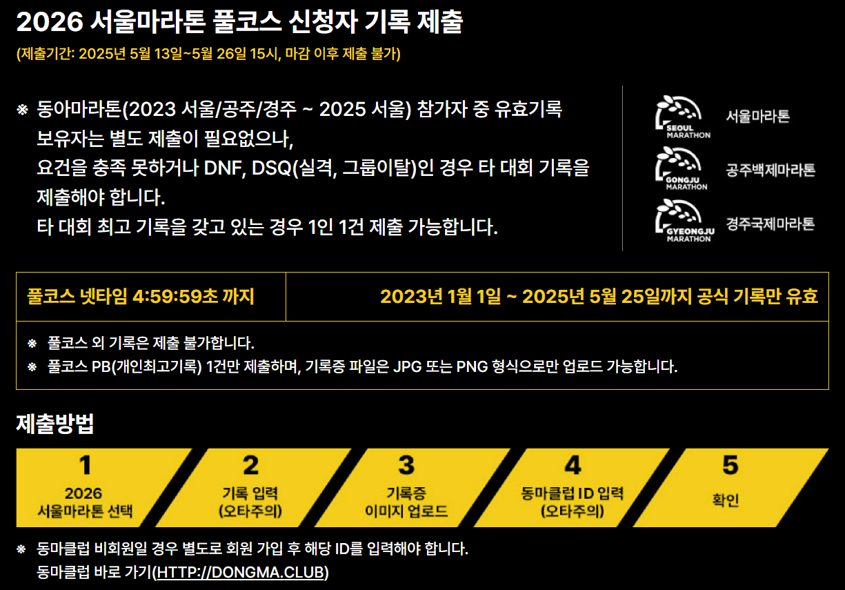 2026 동아마라톤 접수 참가 신청